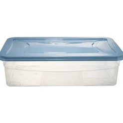 Box dessous de lit transparent et bleu 30L