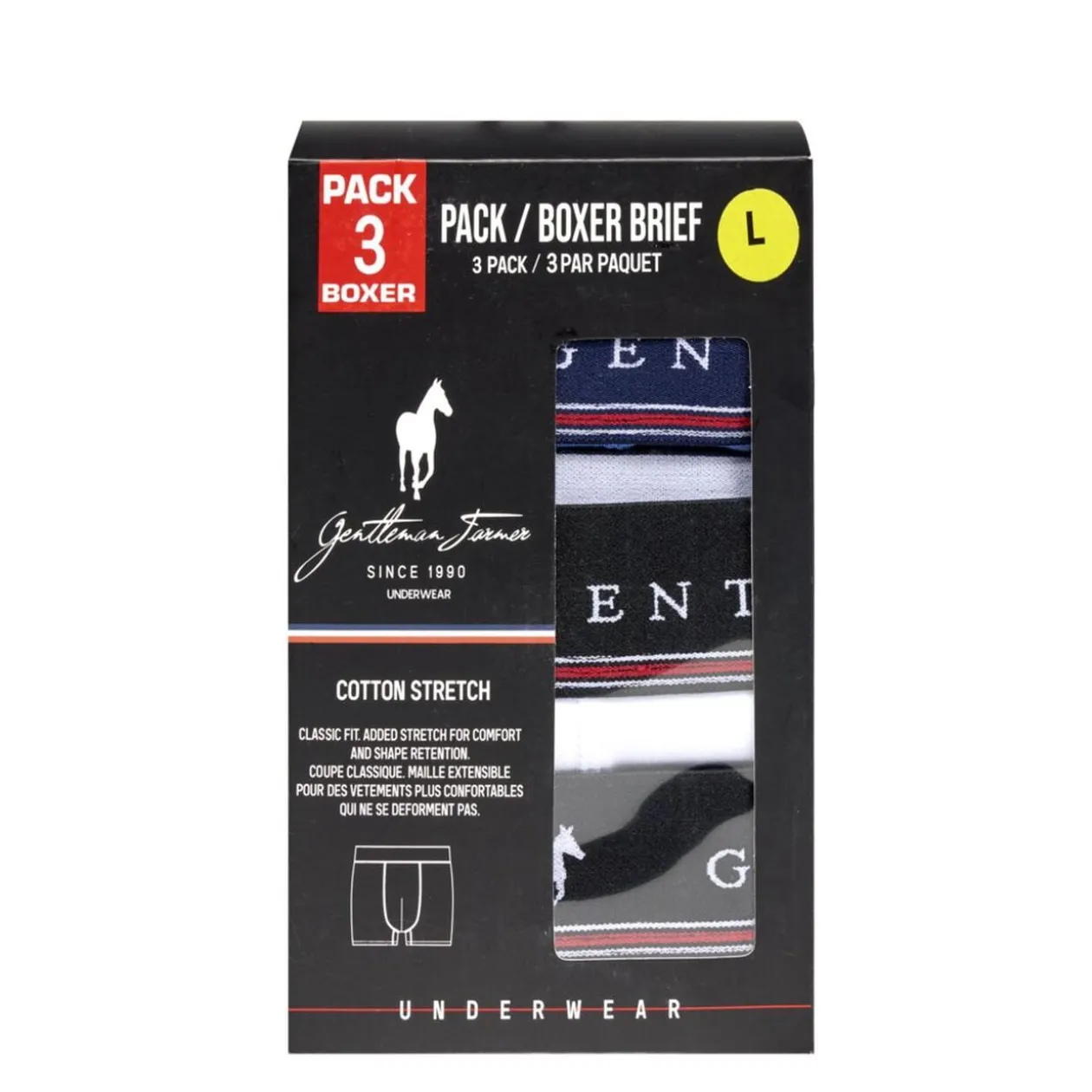 Boxer homme x3 Gentleman farmer coton strech taille élastique S/M/L/XL
