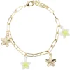 Bracelet chaîne avec charms fleur métal doré L11cm