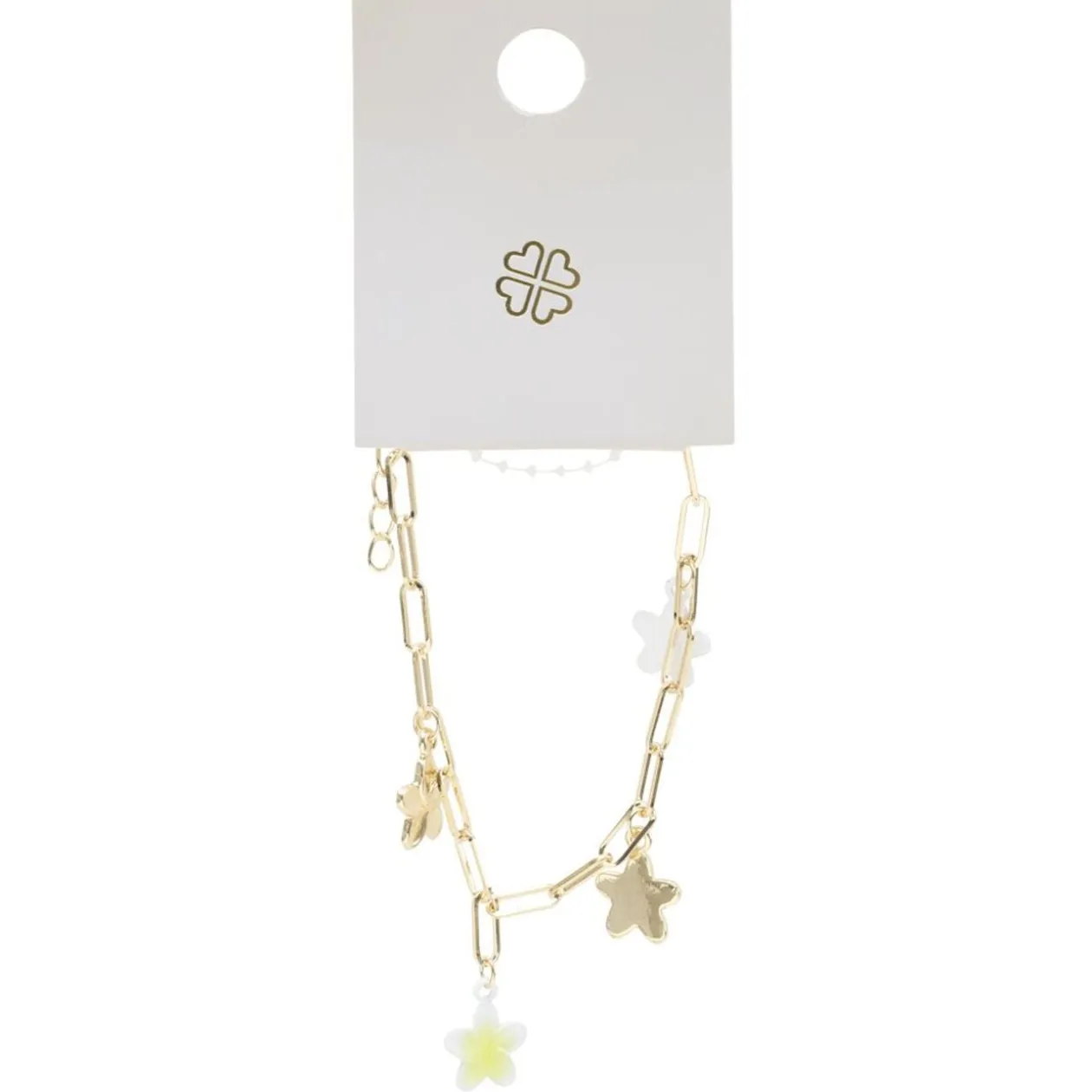 Bracelet chaîne avec charms fleur métal doré L11cm