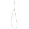 Bracelet chaîne de téléphone perle forme coeur blanc L13,5cm