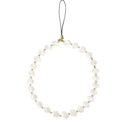 Bracelet chaîne de téléphone perle forme coquillage blanc L13,5cm