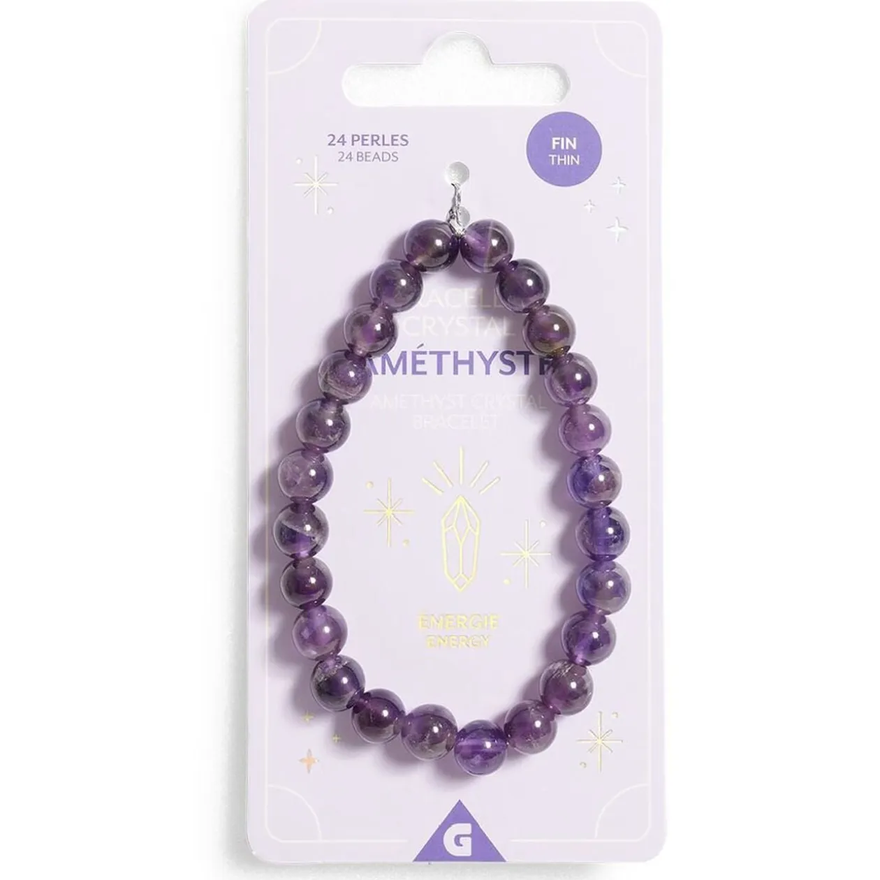Bracelet crystal fin 24 perles améthyste noir - Énergie