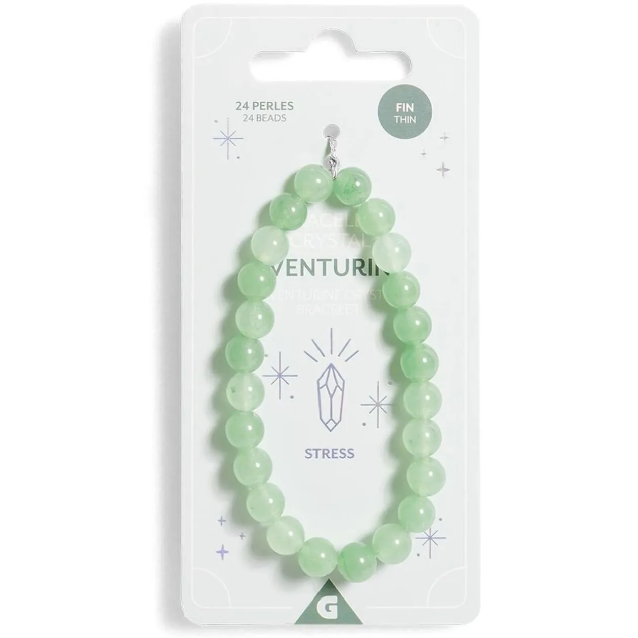 Bracelet crystal fin 24 perles aventurine vert - Stress