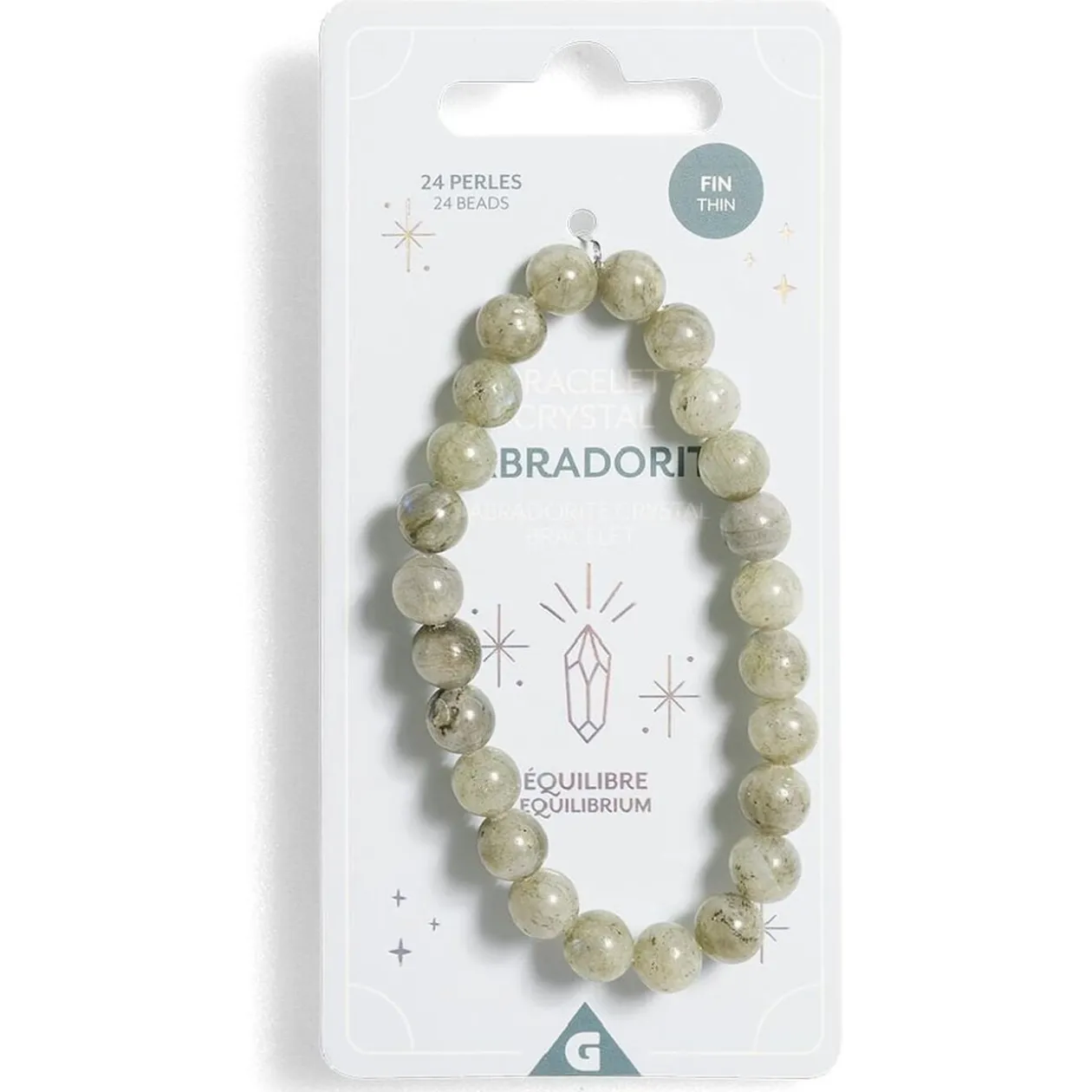 Bracelet crystal fin 24 perles labradorite vert - Équilibre