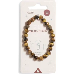 Bracelet crystal fin 24 perles oeil du tigre marron - Optimisme