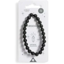 Bracelet crystal fin 26 perles obsidienne noir - Détente
