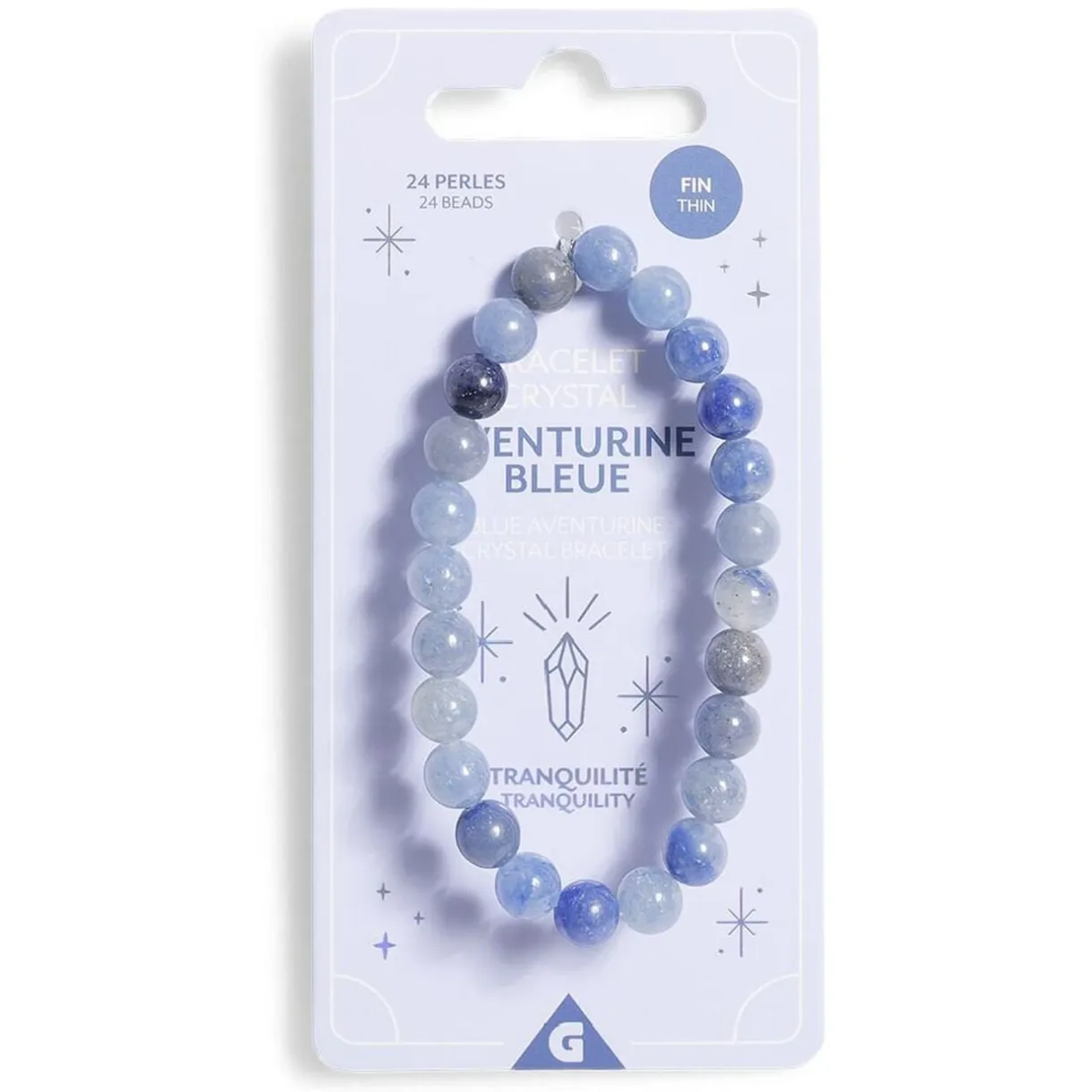 Bracelet crystal large 26 perles aventurine bleu - Tranquilité < Gifi Outlet