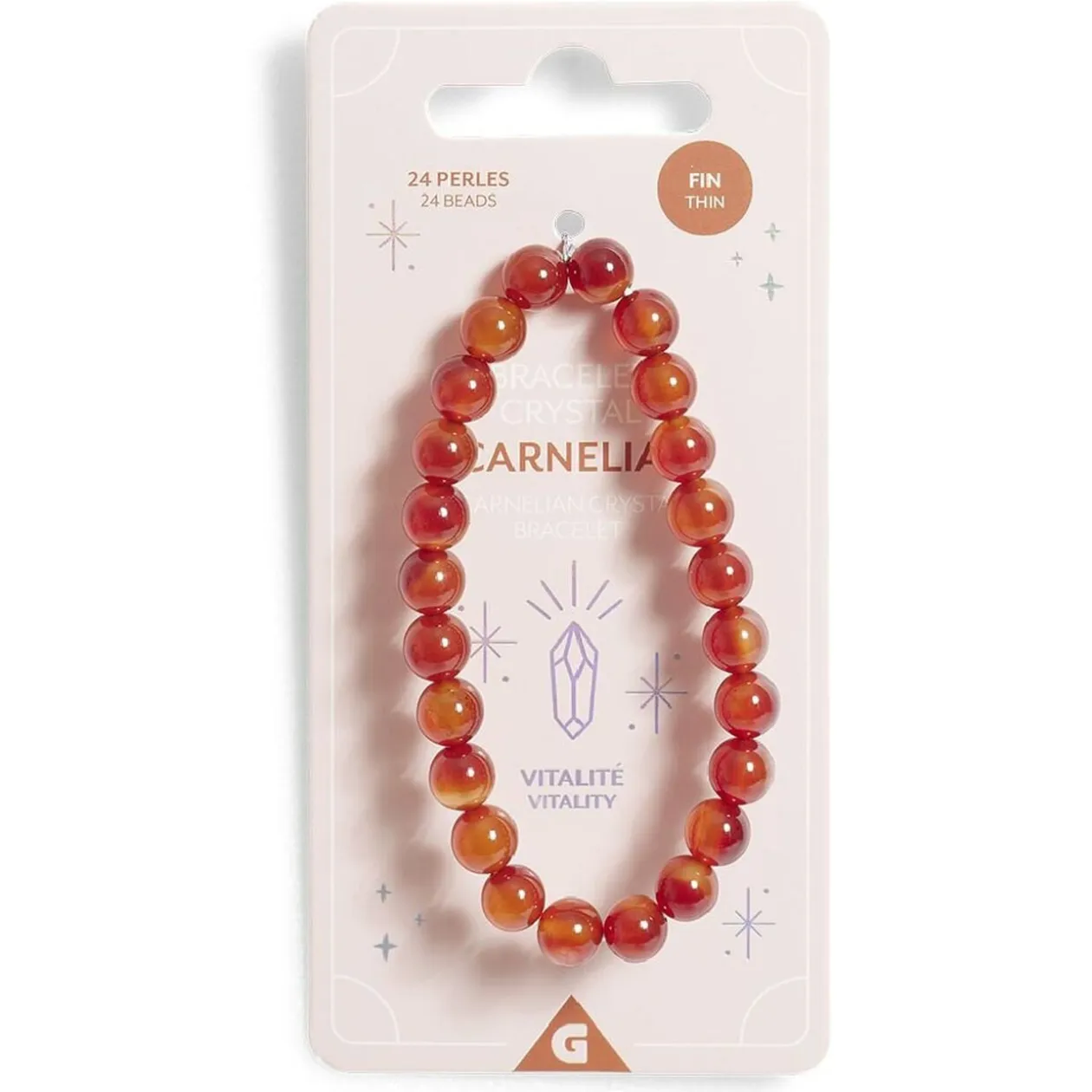 Bracelet crystal large 26 perles cornaline auburn - Vitalité