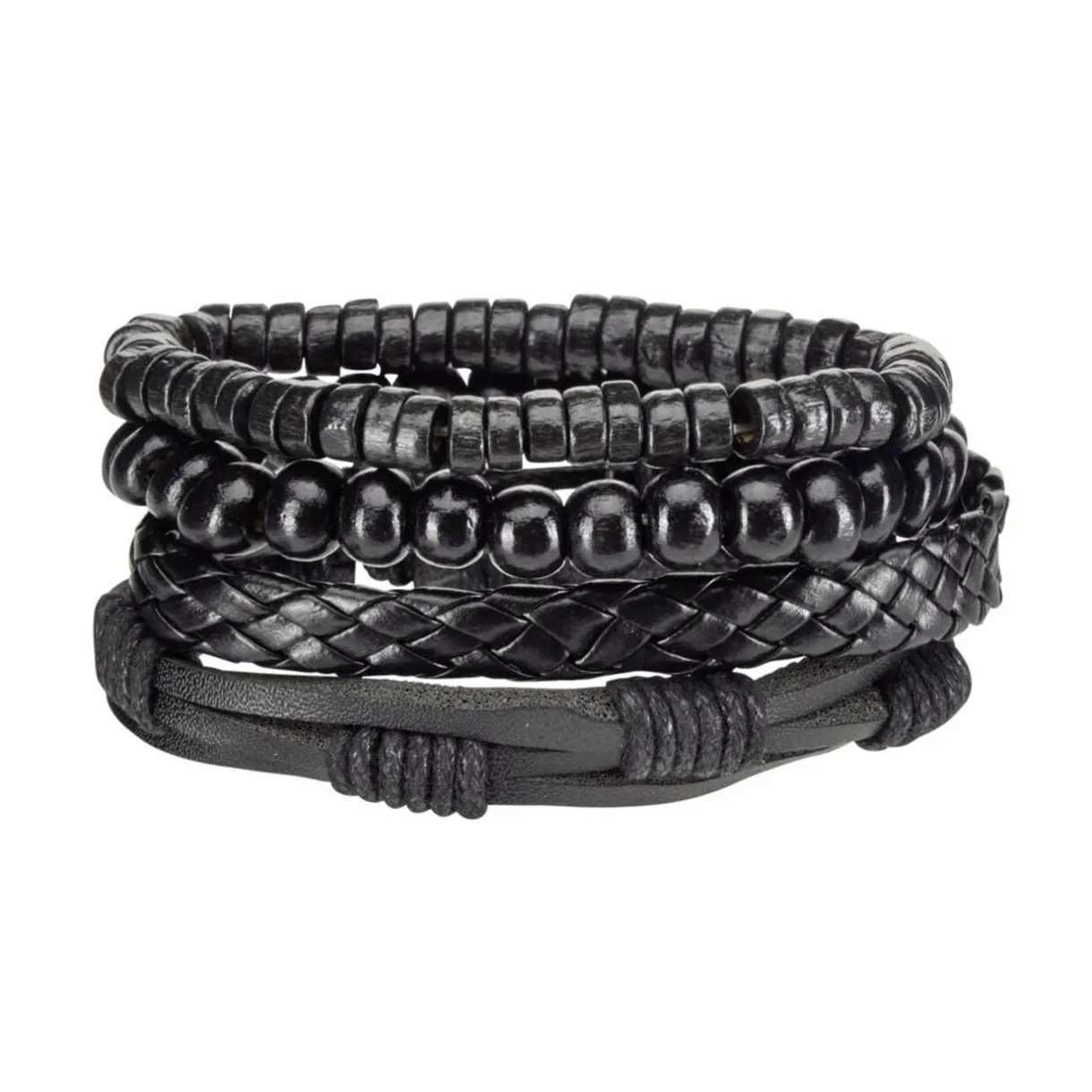 Bracelet pour homme réglable x4 simili et perles bois 5x8cm (2 modèles) < Gifi Discount