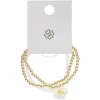 Bracelet x3 perles blanches et dorées avec fleur de tiaré < Gifi New