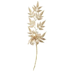 Branche décorative Noël fleur et baies dorée