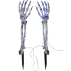 Bras squelette Halloween x2 lumineux à planter plastique violet H36cm