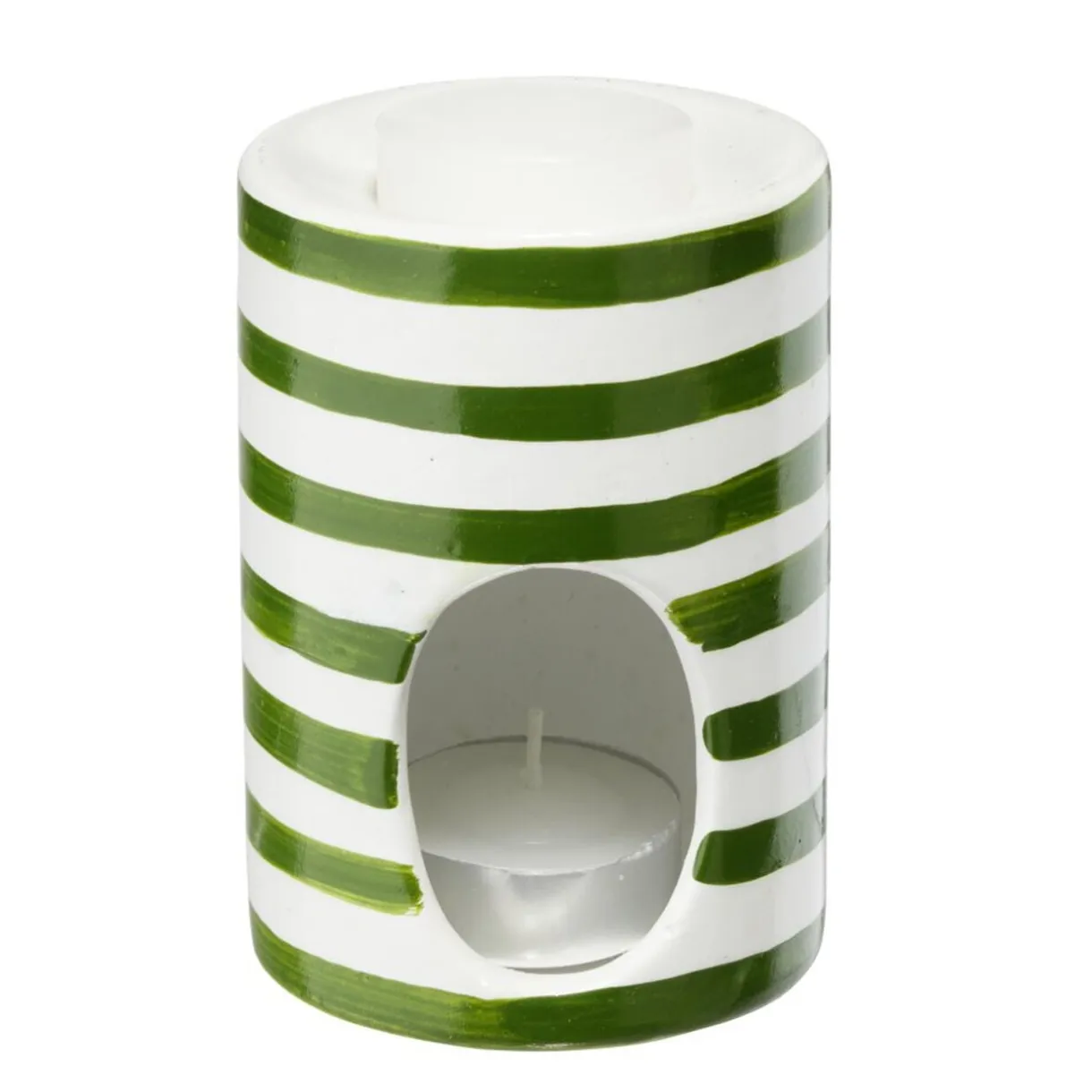Brûle parfum terre cuite avec 1 galet de cire et 1 bougie Ø7xH10cm (3 modèles) < Gifi Sale