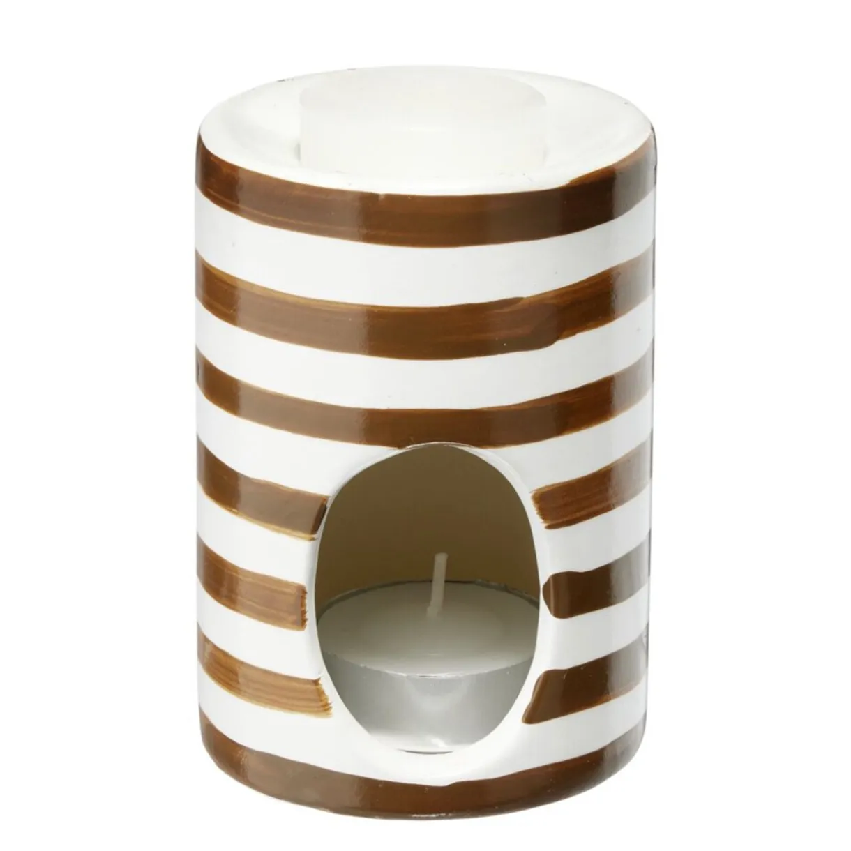 Brûle parfum terre cuite avec 1 galet de cire et 1 bougie Ø7xH10cm (3 modèles) < Gifi Sale
