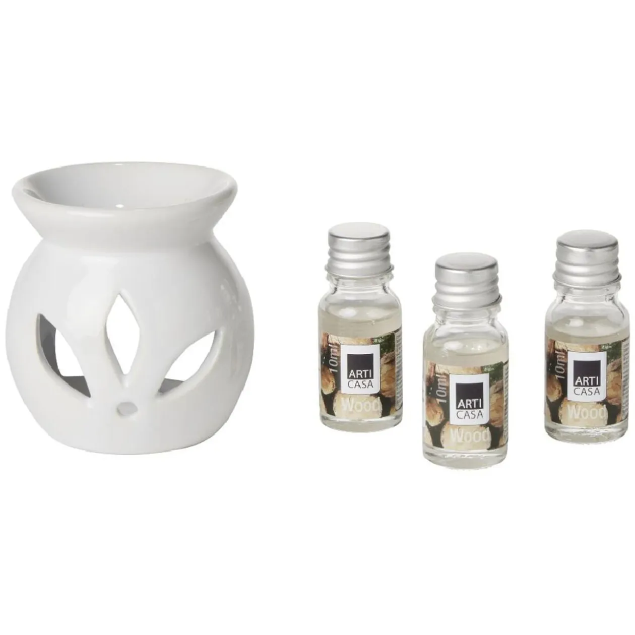 Brûleur à huile céramique avec liquide senteur bois 3x10ml