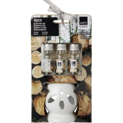 Brûleur à huile céramique avec liquide senteur bois 3x10ml