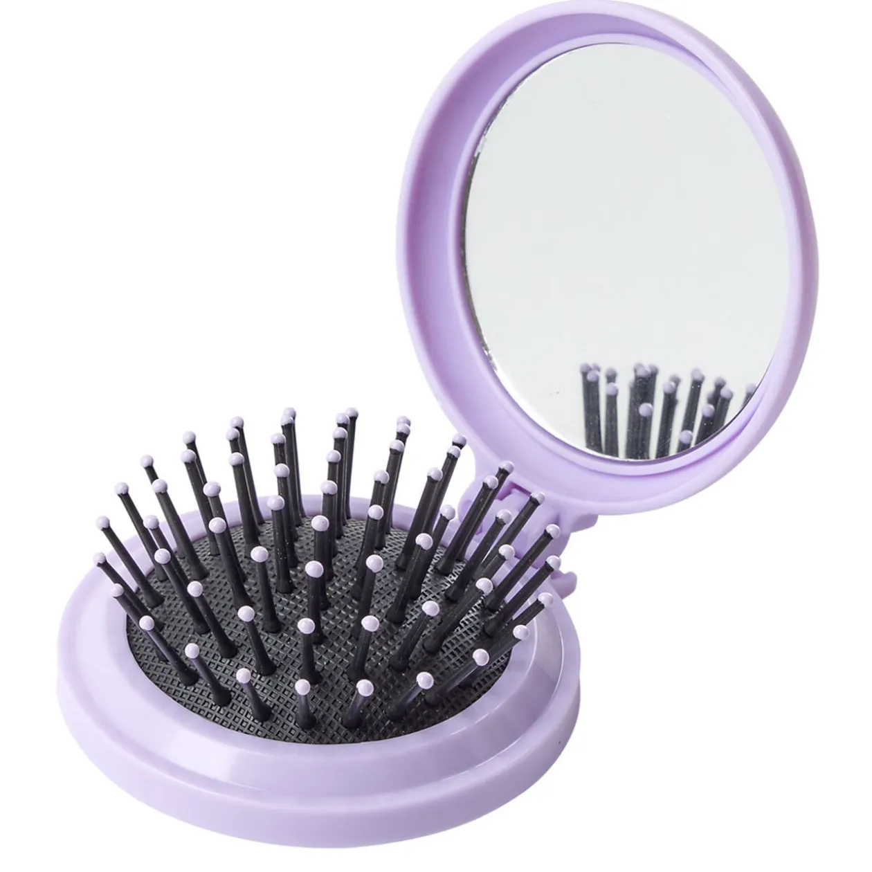 Brosse à cheveux pliable ronde avec miroir Ø6,5cm (3 modèles)