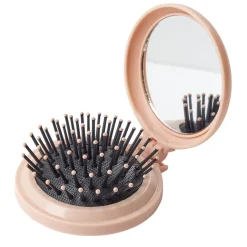 Brosse à cheveux pliable ronde avec miroir Ø6,5cm (3 modèles)