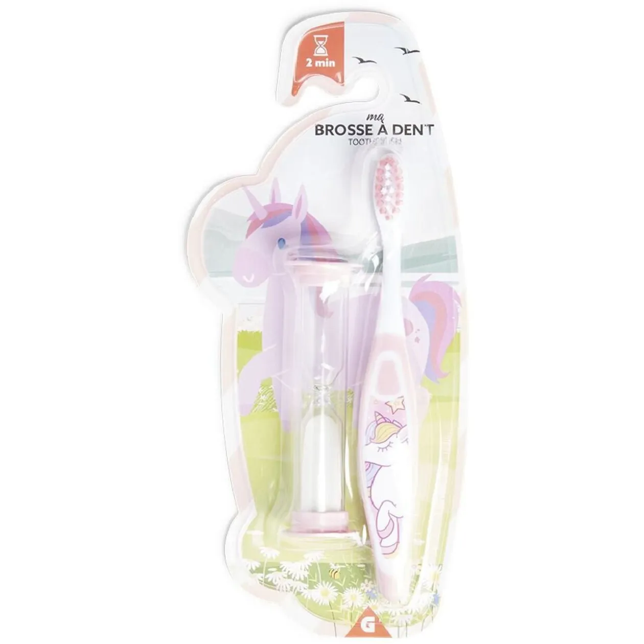 Brosse à dents enfant avec sablier 2min (2 modèles)