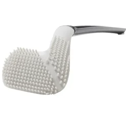 Brosse de toilette en silicone et plastique incurvée blanc et noir H39,3cm < Gifi Discount