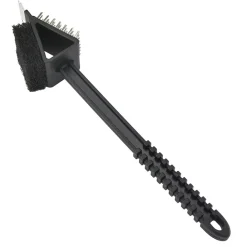 Brosse et raclette à barbecue en acier et plastique noir L36cm