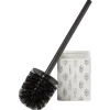 Brosse WC socle carré grès motif trait noir et blanc 9,2x9,2xH36cm