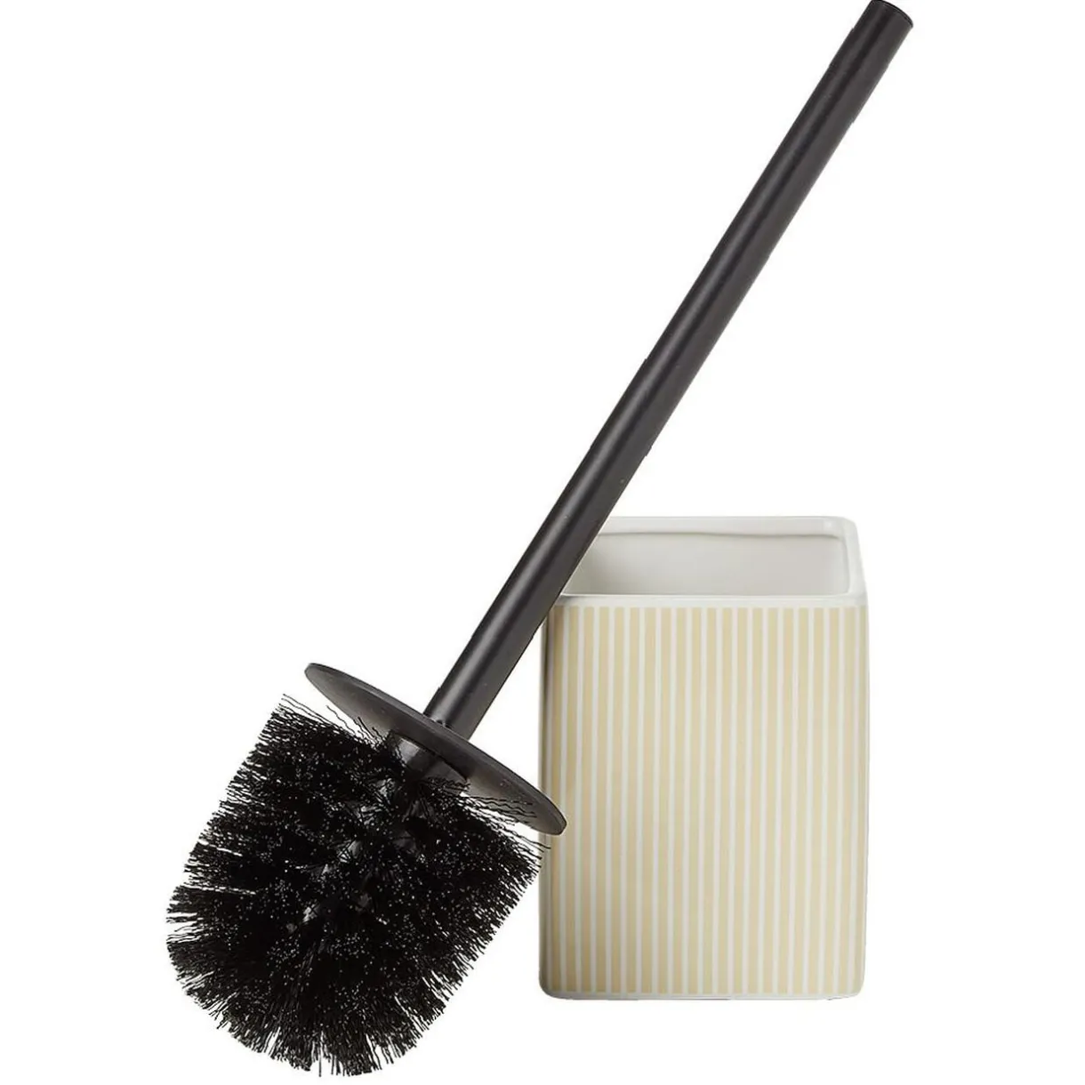 Brosse WC socle carré grès rayure verticale blanc beige 9,2x9,2xH36cm < Gifi Best