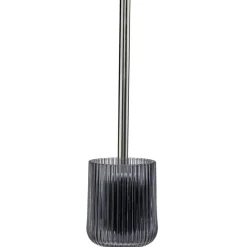 Brosse WC socle en verre strié noir transparent Ø10,5xH36cm < Gifi Hot