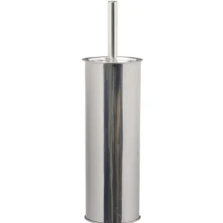 Brosse WC socle haut rond métal gris Ø9,5xH38cm