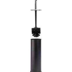 Brosse WC socle haut rond métal noir Ø9,5xH38cm