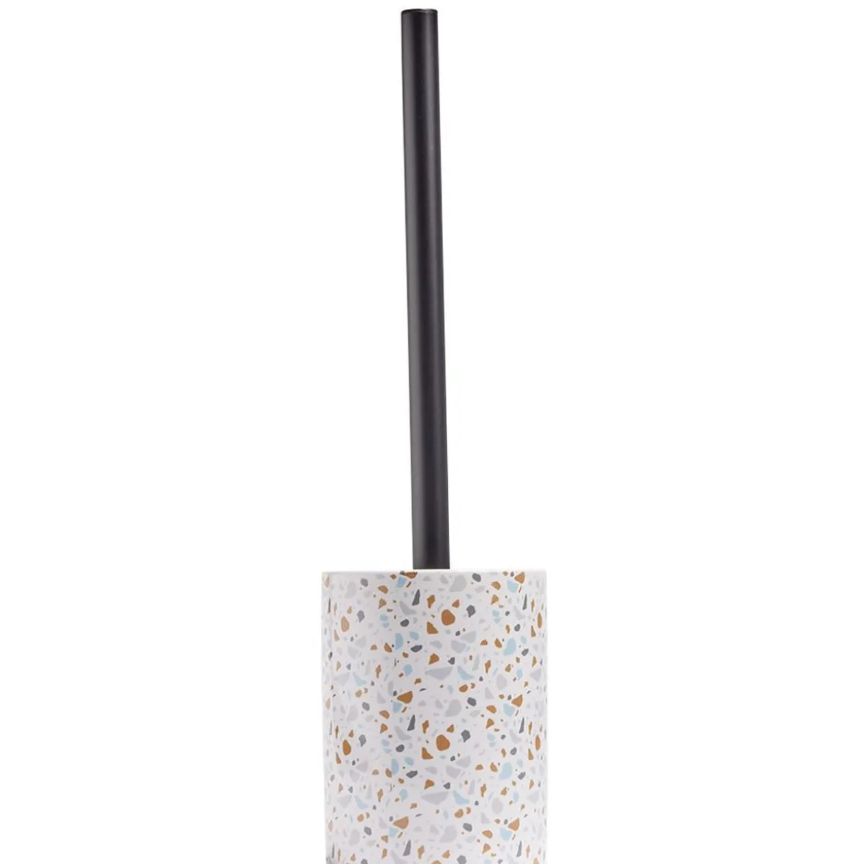 Brosse WC socle rond grès terrazzo blanc bleu marron Ø9,2xH36cm