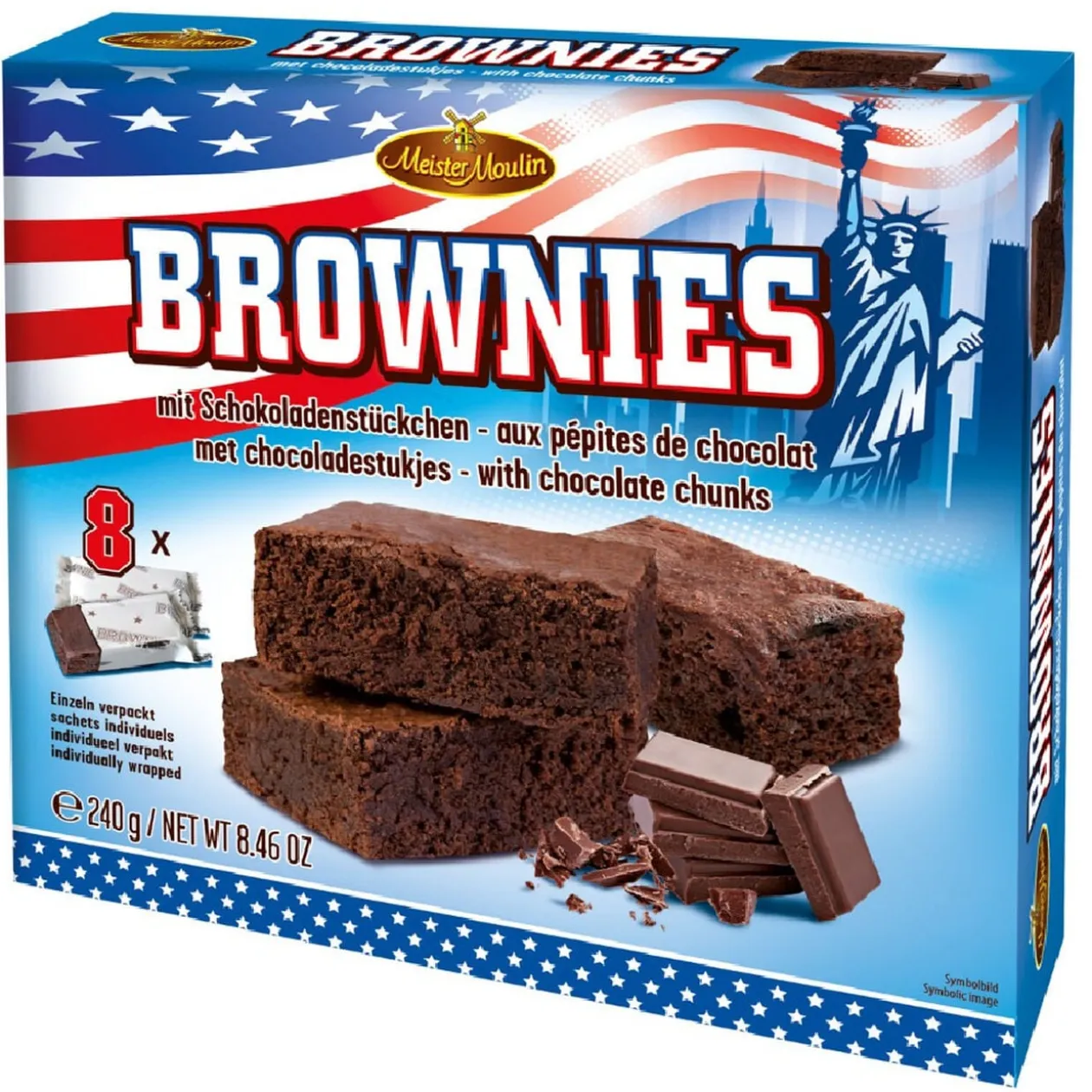 BROWNIE AUX PÉPITES DE CHOCOLAT X 8