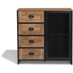 Buffet Laura noir et miel - L80 x P35 x H82 cm < Gifi Clearance
