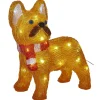Bulldog de Noël lumineux 30LED blanc froid H30cm