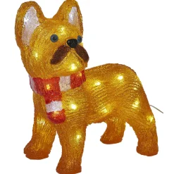 Bulldog de Noël lumineux 30LED blanc froid H30cm