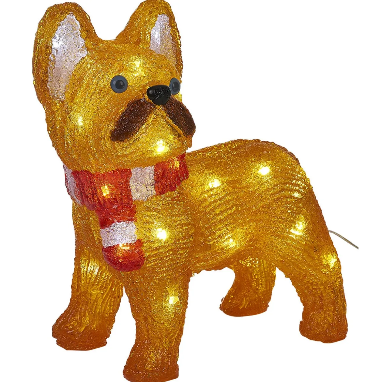 Bulldog de Noël lumineux 30LED blanc froid H30cm