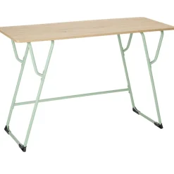 Bureau rectangulaire Moderna plateau bois et chaise métal vert 120x48xH75cm < Gifi Outlet