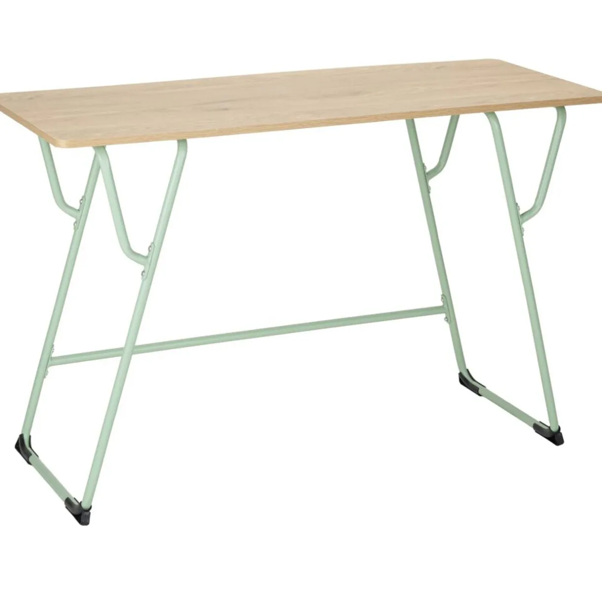 Bureau rectangulaire Moderna plateau bois et chaise métal vert 120x48xH75cm < Gifi Outlet