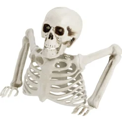 Buste squelette Halloween yeux rouge LED plastique blanc 24x12x19cm