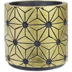 Cache pot ciment noir et doré 10,7xH10,7cm