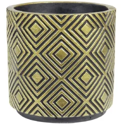 Cache pot ciment noir et doré 10,7xH10,7cm