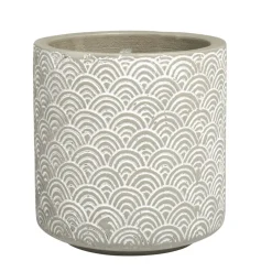 Cache pot cylindre en terre cuite motif écaille