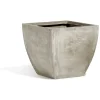 Cache pot fibre d'argile carré effet vieilli gris 56x56xH52cm