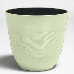 Cache pot grand modèle effet strié vert 12L Ø30xH27cm < Gifi