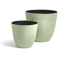 Cache pot grand modèle effet strié vert 30L Ø40xH36cm