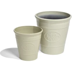 Cache pot motif provençal plastique beige Ø40xH40cm