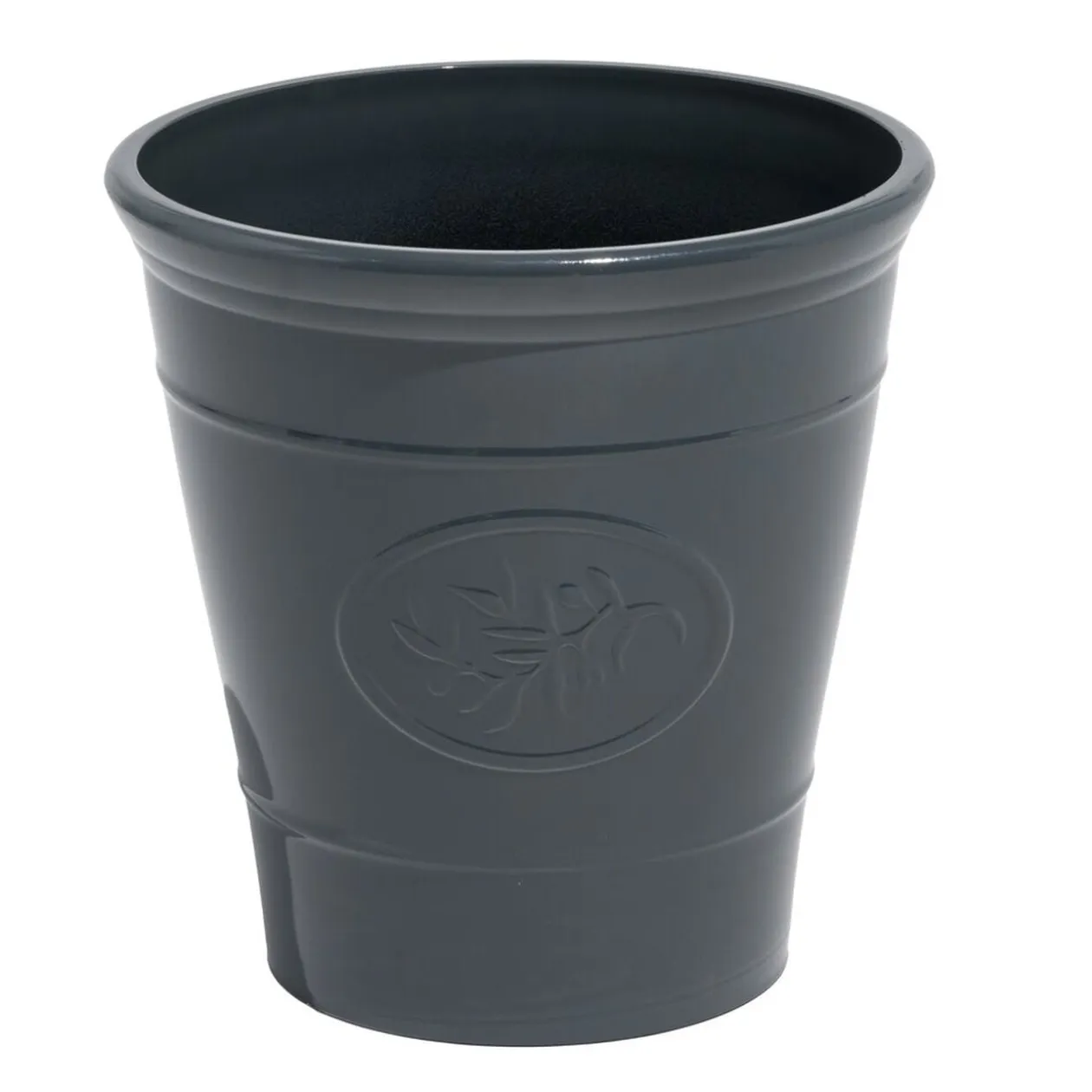 Cache pot motif provençal plastique gris Ø30xH30cm