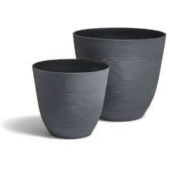 Cache pot rond gris frise ligne horizontale 30L < Gifi Hot