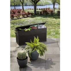 Cache pot rond gris frise ligne horizontale 12L